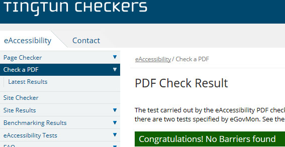 Testin tulos: esteetön PDF-tiedosto